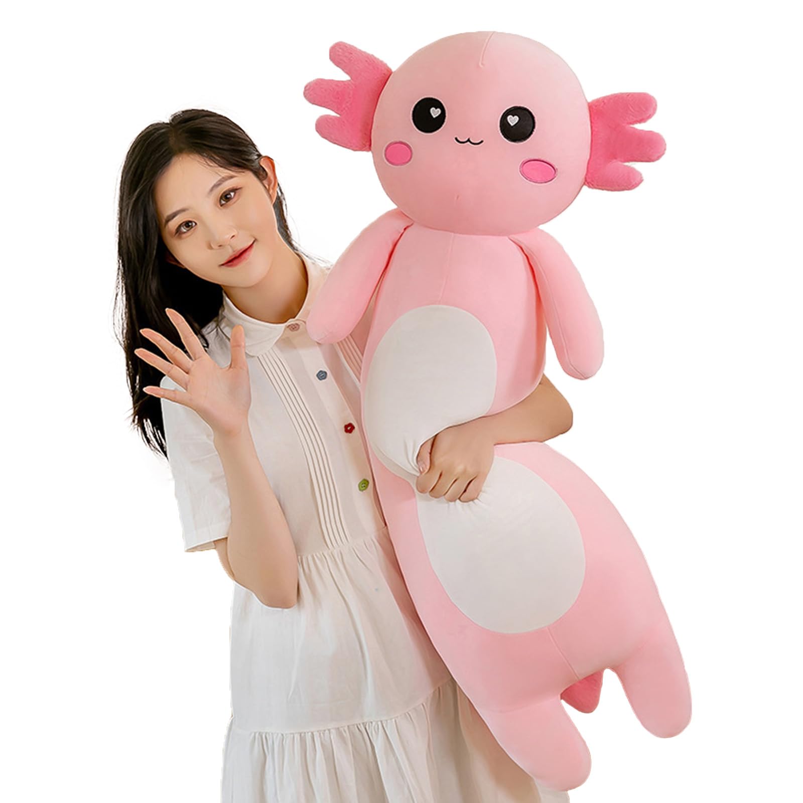 Somao Long Axolotl Plush Pillow, Cute Axolotl Stuffed Animal Body Plush Soft Plushies Doll Toy For Girls Boys(100Cm/39.3Inch,Pin